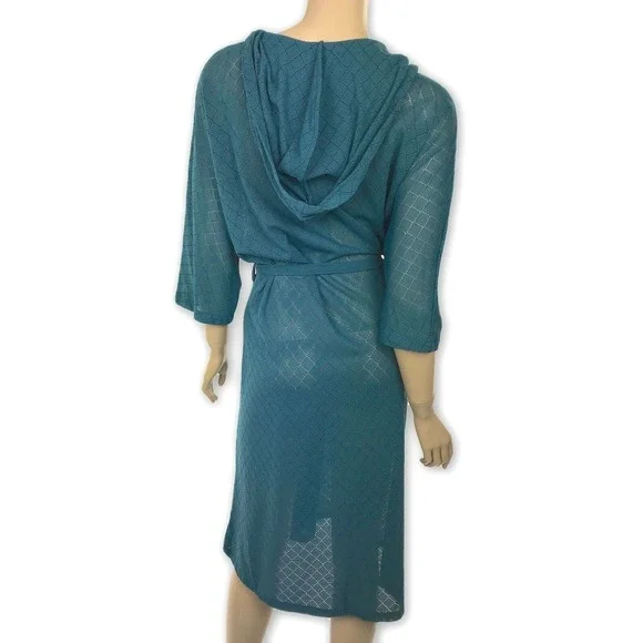 Prism Size 4 Hooded Teal Green Sashed Robe Short Sleeve Lightweight MSRP $1425 - Picture 2 of 8